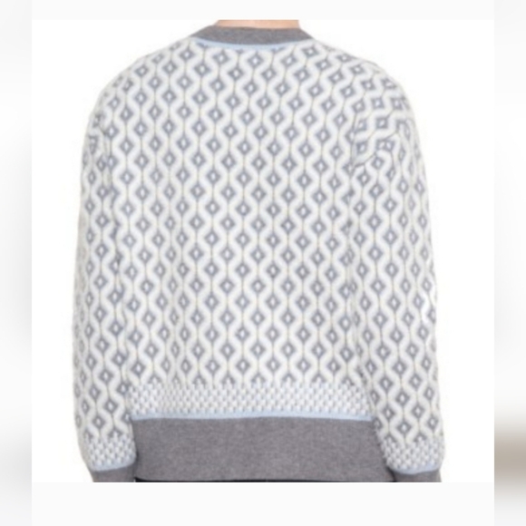 CUPCAKES and CASHMERE Diamond print soft cozy blue/cream cardigan. Size M NWT - Picture 2 of 12